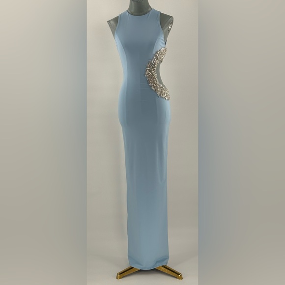 🆕 BRONX & BANCO 🧿 NWOT Camila Rhinestone Cutout Maxi, Powder Blue, Sz XS US 2 - Picture 12 of 16
